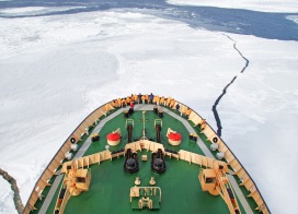 I/B Kapitan Khlebnikov breaking ice in the Weddell Sea (Antarctica)